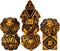 Metal UFO Dice Set: 7 Die Metal Polyhedral Dice for DND Role Playing Games with Skull Bag (Ancient Gold)
