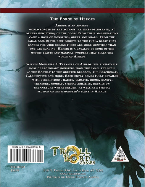 After Winter Dark: Monsters & Treasure of Aihrde - Hardcover RPG Book by Troll Lord Games