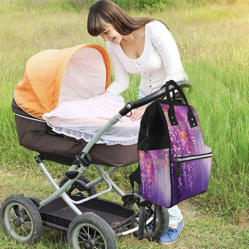 FHEDVBN Backpack Mummy Backpacks Daypack Abstract Purple Weeping Flower Diaper Bag for Women Multifunction Waterproof
