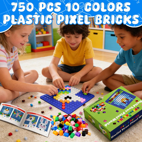 750 10 Bbiamsleep STEM Toys Pixel Art Kit for Kids, Pcs Colors Pixel Bricks Challenge Fine Motor Skills Game