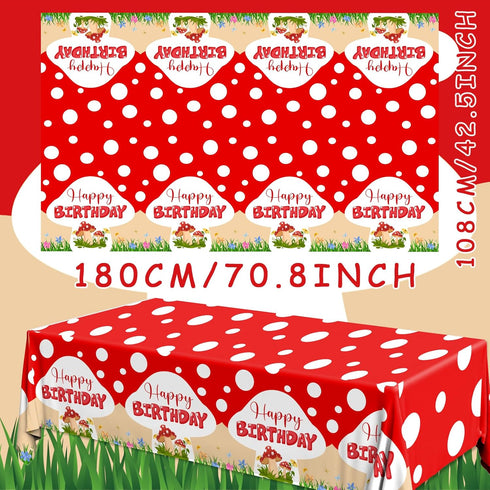 Dydamud 3PCS Mushroom Birthday Party Decorations, Mushroom Tablecloth Plastic Table Cloth for Mushroom Party