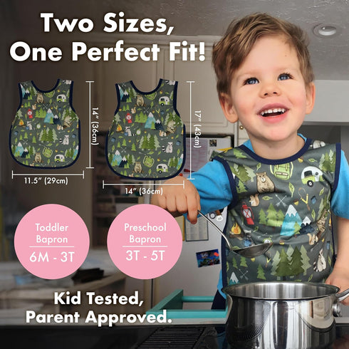 6m+ BapronBaby Animal Prints Bapron - No Neck Tie Safer Bib - Baby & Toddler - Soft Waterproof - PVC, BPA & Phthalate