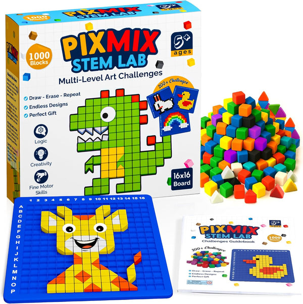 WIZZLY PIXMIX Pixel Building Art Kit for Kids Ages 5+ STEM Toy for