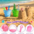 6 Set 6 Summer (7.5 5.9 Inch) Didaey Beach Sand Buckets and Shovels, Include Sand Pail Bucket Colors with Castle Design