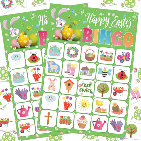 CheerChamp Easter Bingo Game for Kids, Ultimate 24-Player Party Card Game for Classroom,