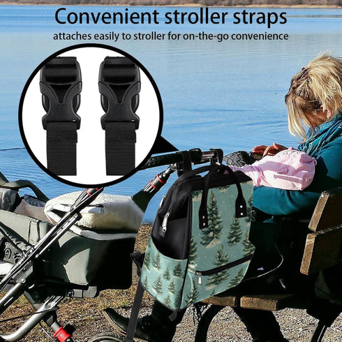Hsnar Backpack Christmas Trees Snow Waterproof Diaper Bag Large Capacity Baby Bag with Stroller Straps, Multi-Pocket