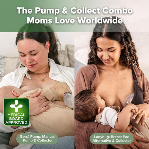 4oz/100ml 2.5oz/75ml haakaa Manual Breast Pump for Breastfeeding and Ladybug Milk Collector Combo, Food-Grade Silicone