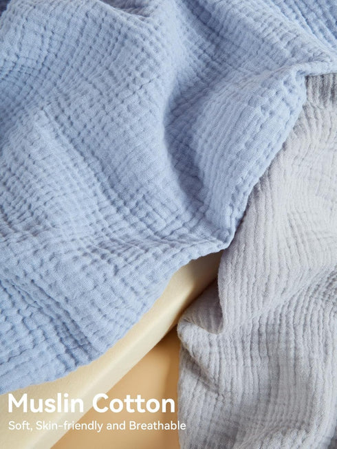 2 Pack(Grey&Blue) TILLYOU Muslin Changing Pad Cover for Baby Girls Boys, Soft and Breathable Cotton Diaper Changing