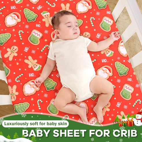 1 Pack Cozy Cloele Christmas Crib Sheet Biscuit Fitted Sheet for Boys Girls - Santa Baby Nursery Sheet Bed Sheet