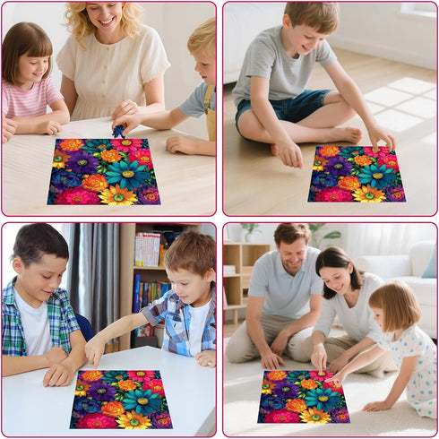 200 11.2x11.2 MEATRN Multicolor Chrysanthemum Wooden Puzzles for Adults Pcs, in, Fun Educational Wood Puzzle, Handmade