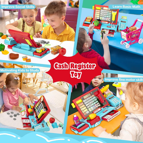 3 4 5 6 7 8 4-8 Cash Register for Kids Real Calculator Kids Cash Register with Scanner Toy for Year Old Boy Pretend