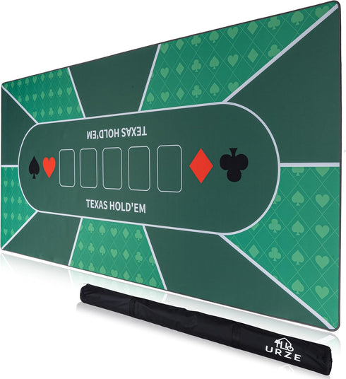 Foldable Poker Table Top Mat - 70" x 35" - Waterproof & Portable with Non-Slip Backing & Zippered Bag