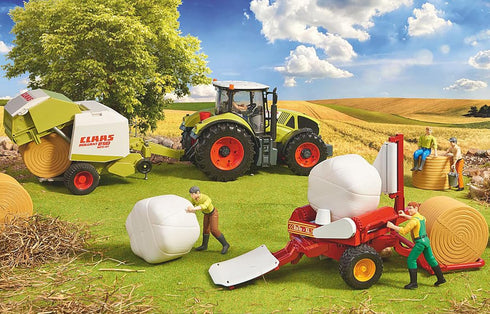 02122 Bruder Bale Wrapper with Yellow and White Bales (Color May Vary)