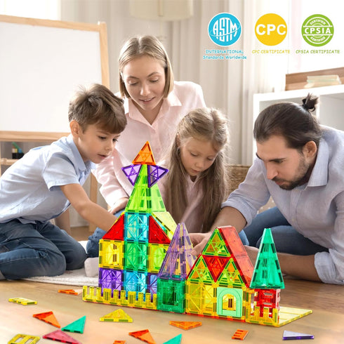 Dopyye 100 3 4 5 6 7 8 9 Magnetic Building Tiles for Kids, PCS Magnetic Blocks with Storage Bag, Magnet Tiles STEM