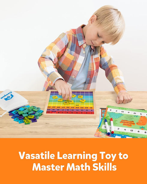 Coogam Wooden Math Hundred Board - Educational Toys for Preschool 3-5 Year Old Boys and Girls