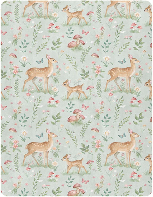 Burbuja Fitted Crib Sheet for Girls and Boys, Woodland Fawn Soft Breathable Crib