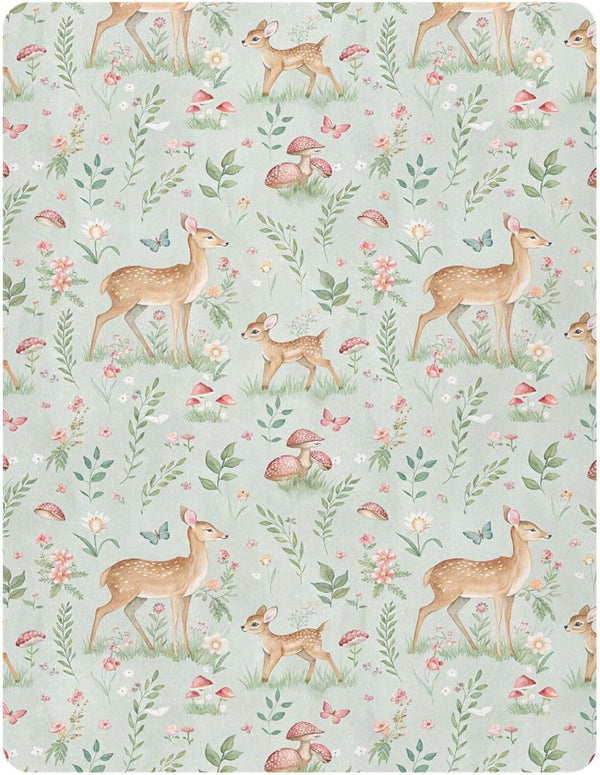 Burbuja Fitted Crib Sheet for Girls and Boys, Woodland Fawn Soft Breathable Crib