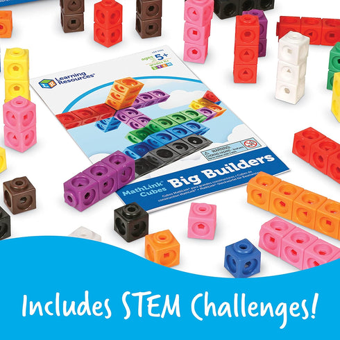 Learning Resources MathLink Cubes Big Builders, Set of 200 Cubes, STEM Toys for Kids