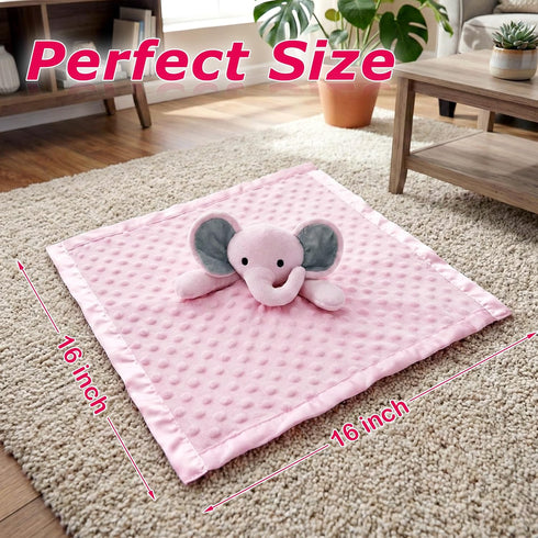 16 Inch Pro Goleem Baby Girl Gifts Elephant Security Blanket with Stuffed Animal Snuggle Toy Lovey Soft Lovie Baby