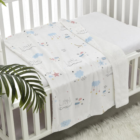 Cozy Packing (30"X40" CREVENT Soft and Warm Mink Baby Blanket with Sherpa Backing, Gift with Ribbon for Newborn Infant