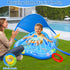 Swimming iGeeKid Baby Play Mat with Sprinkler, Inflatable Baby Pool Float with Canopy Backrest & Stackable Rings Water