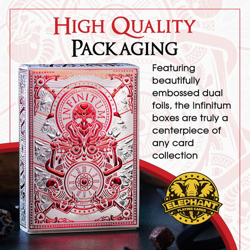 Infinitum Ghost Playing Cards - White & Red Deck with FREE Card Game eBook - Premium Standard Size
