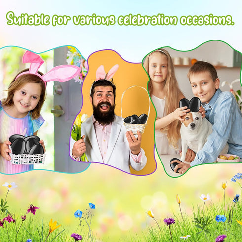 zsccxq 24 4 Inch 24) Pcs Black Fillable Empty Plastic Easter Eggs Bright Easter Basket Stuffers for Easter Egg Hunt