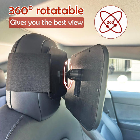 360 Funbliss Baby Car Mirror for Fixed Headrest, Compatible with Tesla Car Mirror for Baby and Other Models, Rotation
