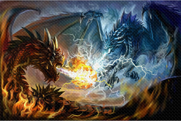 Puzzles for Adults 1000 Piece Jigsaw Puzzles Fire Dragon and Electric Dragon
