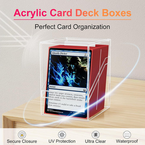 MTG Deck Box with Portable Case, 6 Pack Clear Card Deck Box Holds 600+ Double Sleeved Cards, 6 Dividers