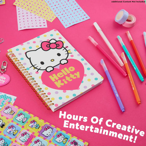 Hello Kitty A5 DIY Journal Kit for Girls Teens Kawaii Spiral Notebook Hair Clips Keychain Bookmark Stickers Cute Stuff