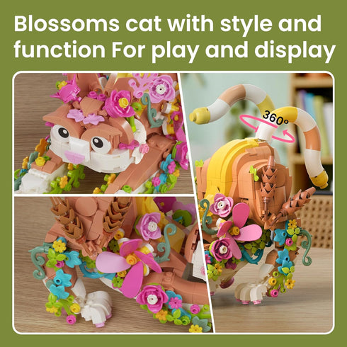 Set 8 9 10 11 12+ (1038 JOJO&Peach Cat and Flower Building Toy for Girls, Mothers Day Animals Plant Model Ideas