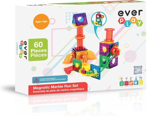 Everplay 60 Piece Marble Run Magnetic Building Toys - STEM Learning Educational Toy Playset for Toddlers Age 3+