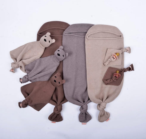 Minora Set, 1 Set (1 1 1 0-8 Newborn Essentials Baby Swaddle Blanket Piece Pacifier Holder, Cocoon Swaddle Sleep Sack
