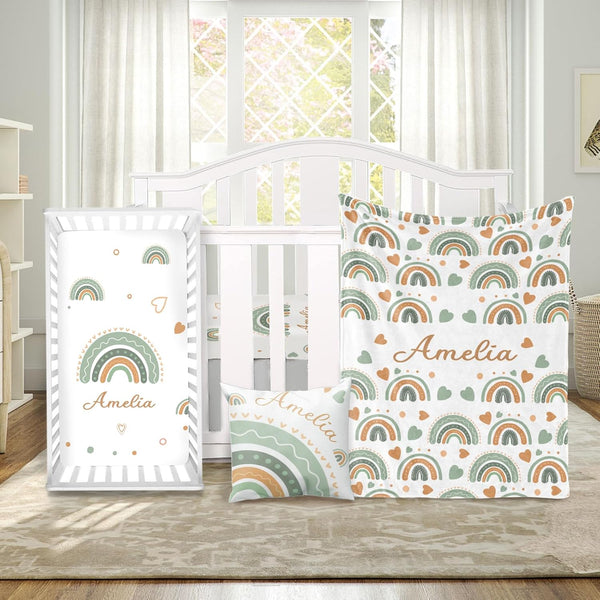 Custom Baby Crib Bedding Set - Rainbow Nursery Bedding 3 Piece Set