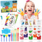 27PCS Kids Washable Finger Paint Set, Non-Toxic Finger Paints 8 Colors, Brushes, Sponges, Art Painting Supplies for
