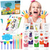 27PCS Kids Washable Finger Paint Set, Non-Toxic Finger Paints 8 Colors, Brushes, Sponges, Art Painting Supplies for