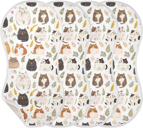 decor gift 4 Pack 22x11in Cotton Muslin Burp Cloths Large Soft and Absorbent? Simple Minimalist Cats Baby spit up Rags
