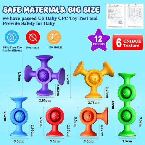 Baby Bath Toys Suction Toy: No Hole Bath Toy for Baby Toddlers Sensory Fidget Toys for Autism Fine Motor Skills Suction