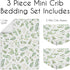 Set Pack 3pc Sweet Jojo Designs Green Boho Floral Leaf Baby Boy Girl Mini Crib Bedding Infant Nursery Room Newborn