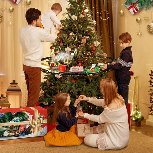 NEUBSAW Set 3 4 5 6 7 8+ Christmas Train - Hanging Train Toys Around Under The Christmas Tree w/Smoke, Whistle (Turn