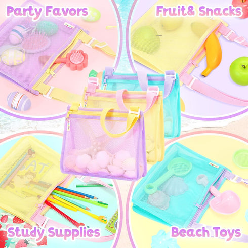 Summer Tagitary Beach Toys Mesh Beach Bags Sand Toys Kids Seashell Bag with Zipper,Outdoor Toys Travel Must Have