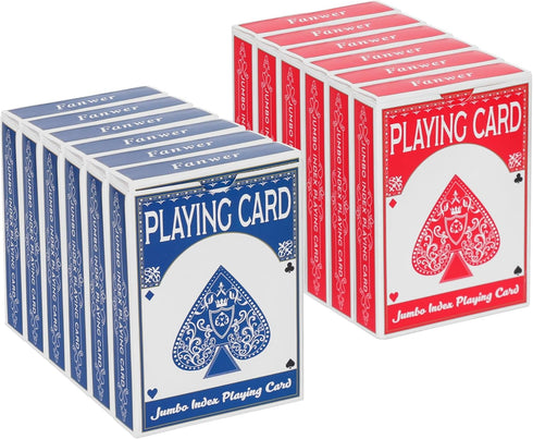 12 Pack, Fanwer Playing Cards Large Print Jumbo Poker Playing Cards for Seniors, Vision Impaired, Low Vision Crowd