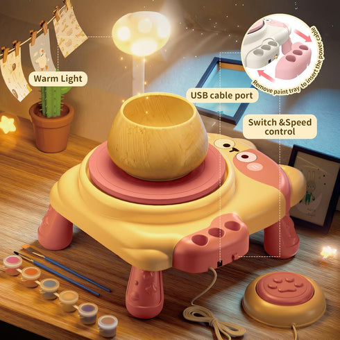 8-12,Ceramic 6+ Skirfy Pottery Wheel for Kids Beginners with Light,Arts and Crafts for Kids Ages Wheel with Painting