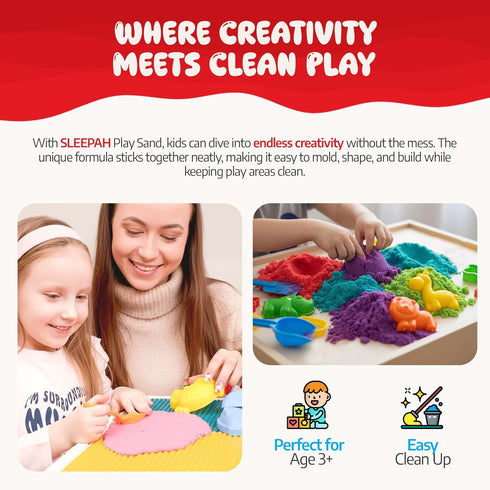 Set 3 4 5 6 7 8 31p Set 5 Set Sleepah Play Sand Sensory Sand for Boys & Girls Age No Mess Never Dries Out Toy Perfect