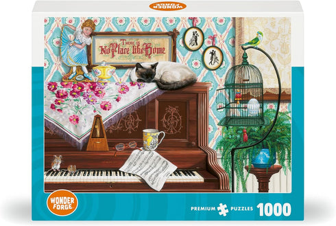 1000 Wonder Forge Piano Cat Piece Jigsaw Puzzle for Adults | Unique, Perfectly-Fitting Pieces | Fun, Vibrant Imagery |