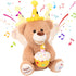 Hopearl Happy Birthday Teddy Bear with Glowing Cupcake - Musical Stuffed Animal Bear, Interactive Kids Gift, Brown