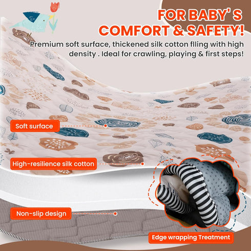 Floor,71x59 Inch Baby Play Mat for Soft Padding Crawling Mat for Playpen, Foldable and Machine Washable, Thick