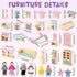 35 Set 8 1:12 Sumind Pcs Wooden Dollhouse Furniture with Family Figures, Scale Miniature Dolls House Accessories
