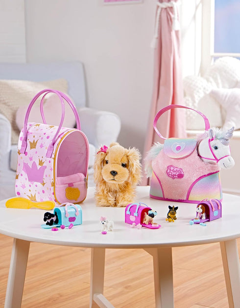 Plush Unicorn Carrier Bag with Comb & Bottle, Stuffed Animal for Kids 3 Years +